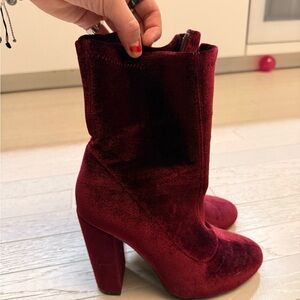 Elegant Velvet Ankle Boots - Mauve